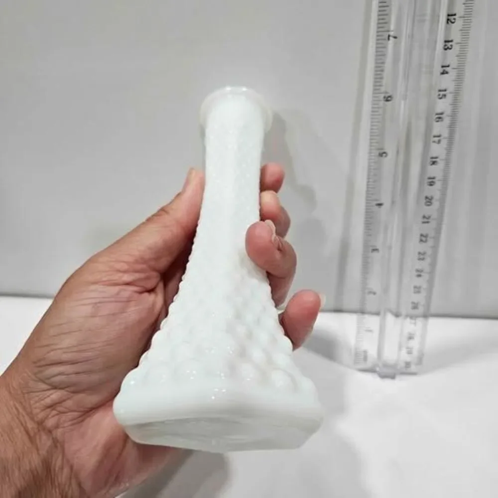 Vintage milk glass hobnail vase